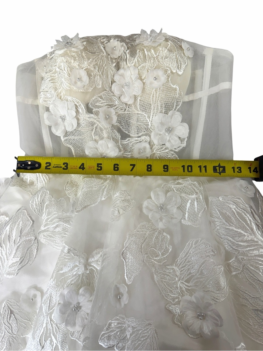 Strapless White Floral Lace Party Dress - Picture 7 of 8